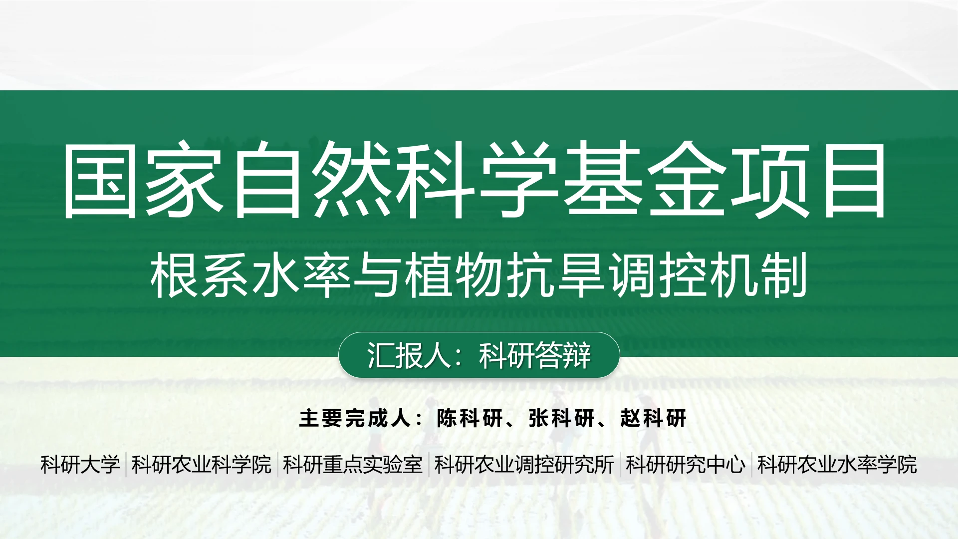 绿色系国家自然科学项目申请答辩结题汇报通用PPT