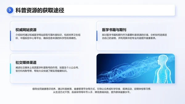 蓝色3D风医学科普与健康管理PPT模板