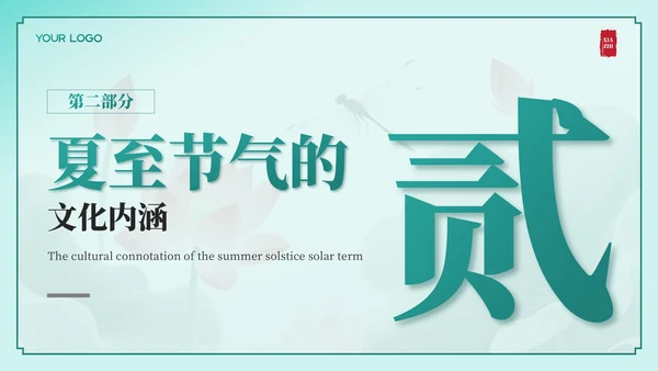 绿色中国风夏至节气：历史渊源与文化内涵PPT模板