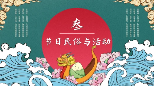 创意国潮风中国传统节日端午节课件PPT模板