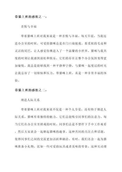带猫上班的感想