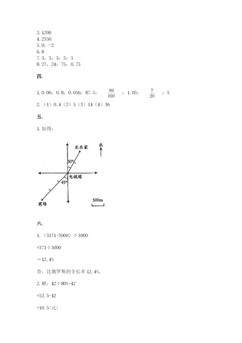 西师大版小升初数学模拟试卷附答案（能力提升）.docx