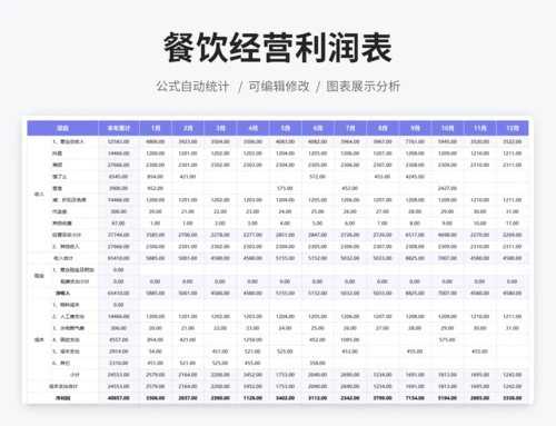 餐饮经营利润表