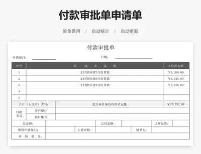 付款审批单申请单