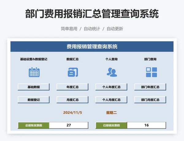 部门费用报销汇总管理查询系统