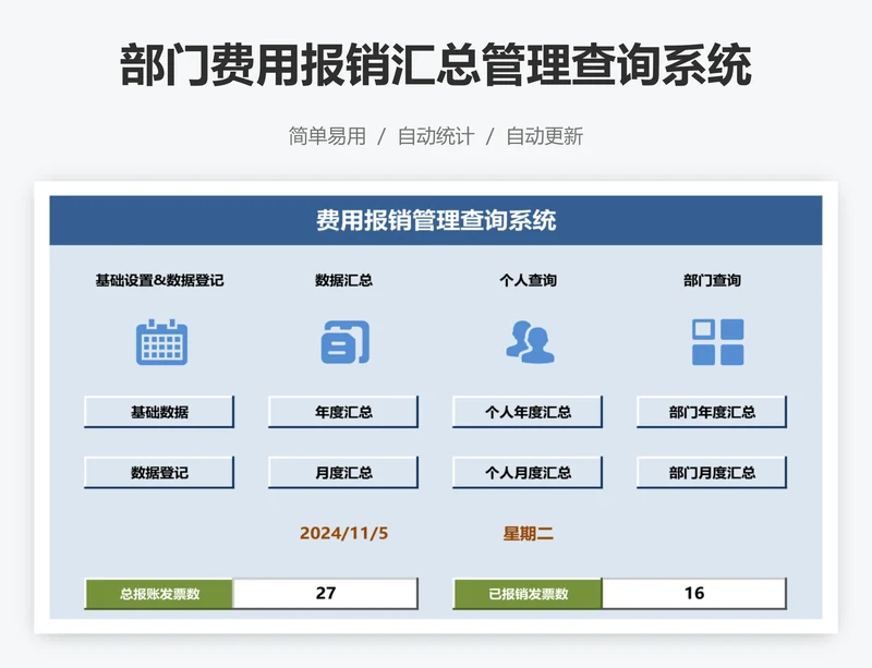 部门费用报销汇总管理查询系统