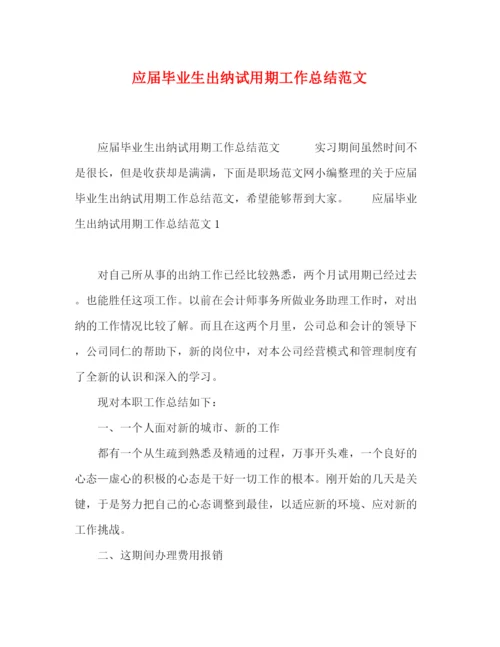 精编之应届毕业生出纳试用期工作总结范文.docx