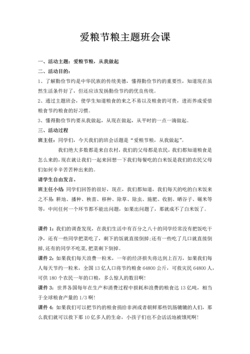 爱粮节粮主题班会课.docx