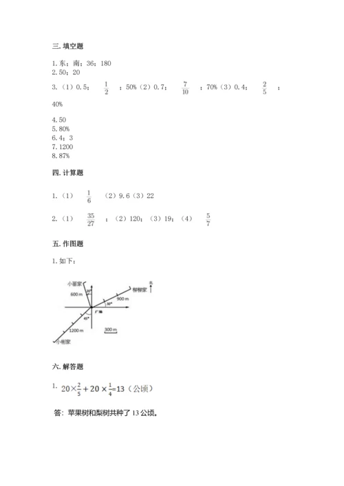 小学六年级上册数学期末测试卷附参考答案【达标题】.docx