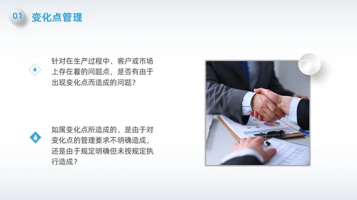 蓝色简约微粒体变化点管理PPT