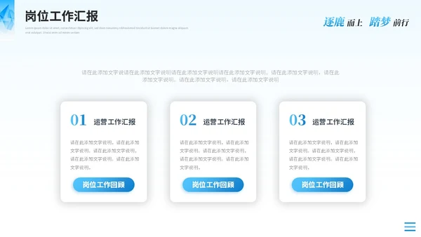 蓝色简约运营述职报告工作汇报工作总结ppt模板