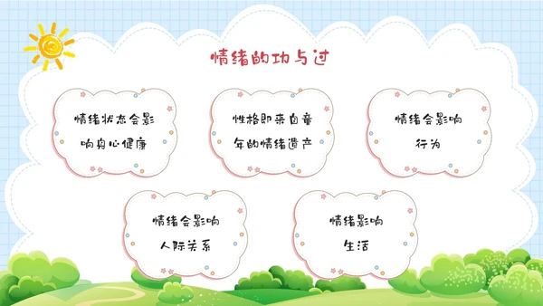 蓝绿色卡通清新花卉插画风幼儿教师情绪管理PPT课件幼儿园