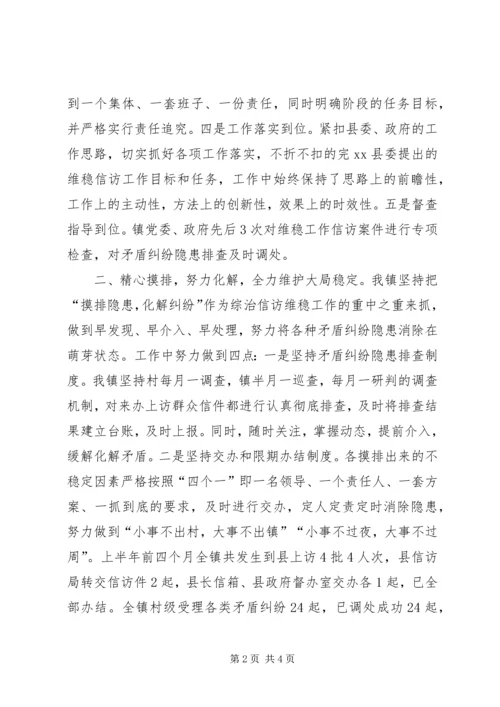 乡镇维稳信访工作情况汇报.docx