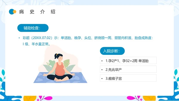 蓝色卡通风先兆早产护理查房PPT模板