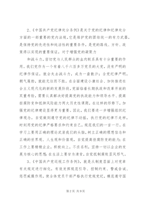 学习廉洁自律准则纪律处分条例巡视工作条例心得体会.docx