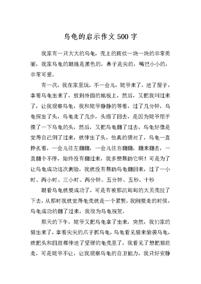 乌龟的启示作文500字