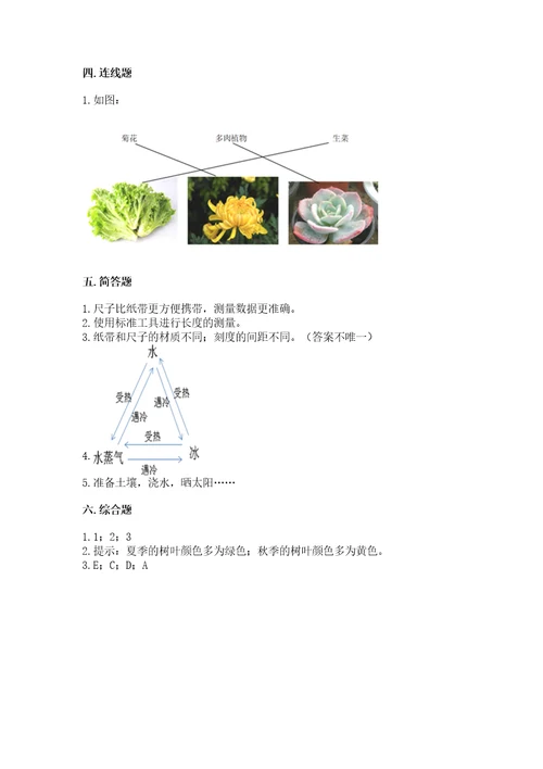 教科版一年级上册科学期末测试卷附完整答案（有一套）