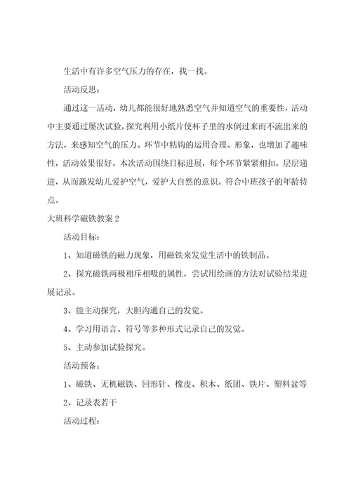 大班科学磁铁教案
