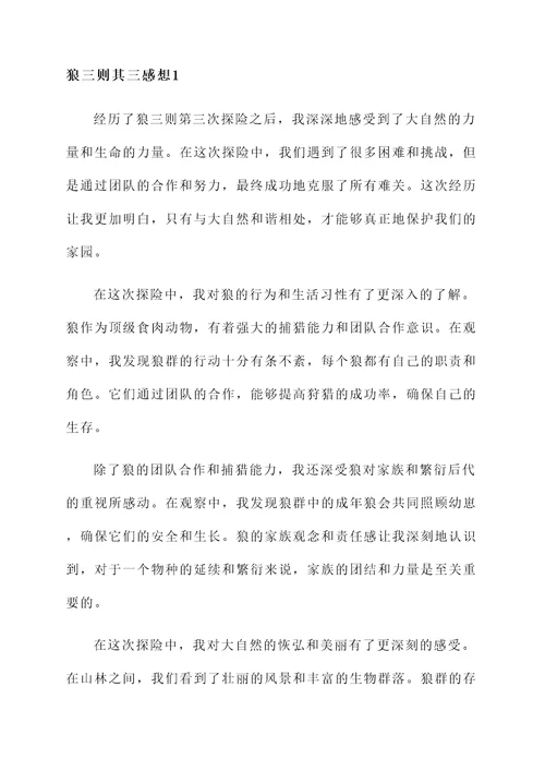 狼三则其三感想