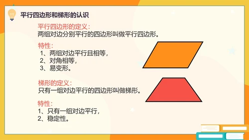 人教版数学四年级平行四边形和梯形课件PPT模板