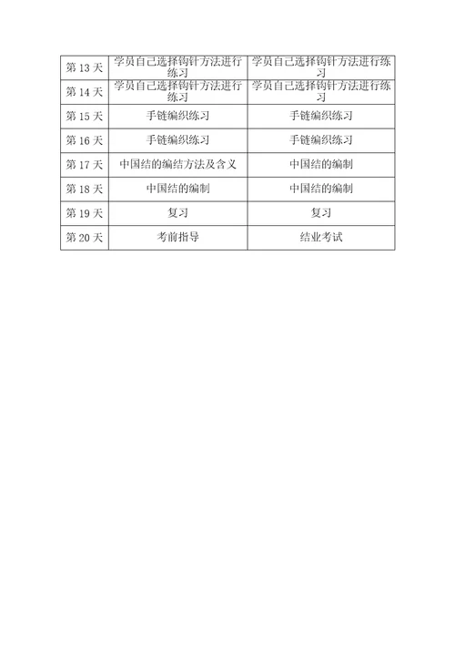 手工编织教学计划教学大纲