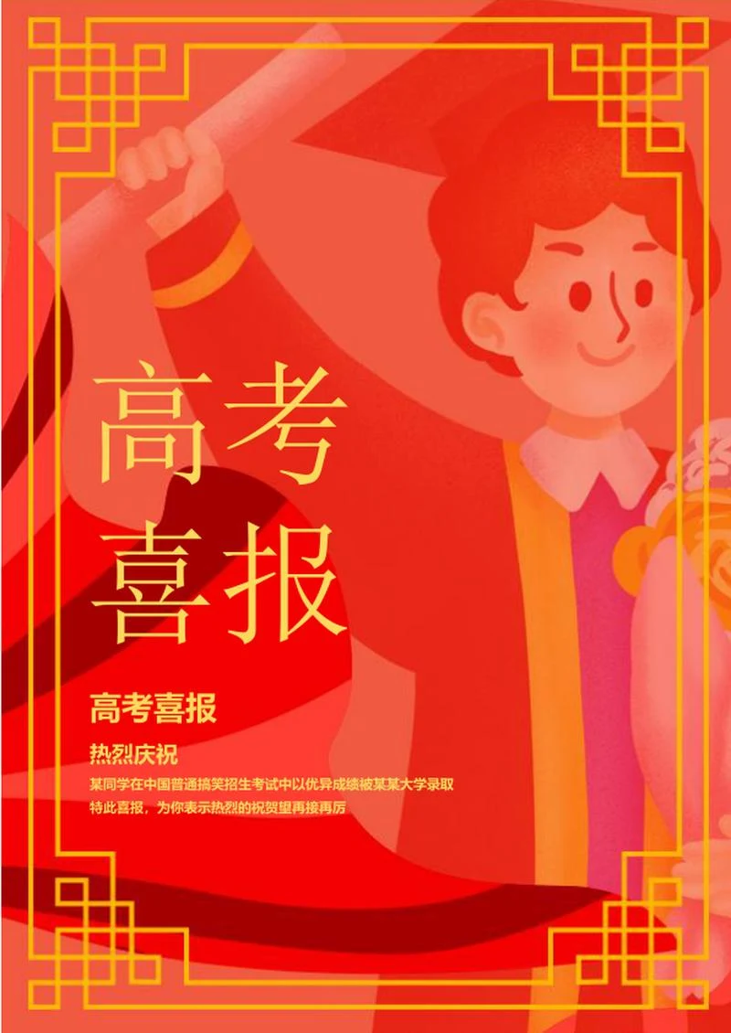 高考考生金榜题名人像喜报word模板