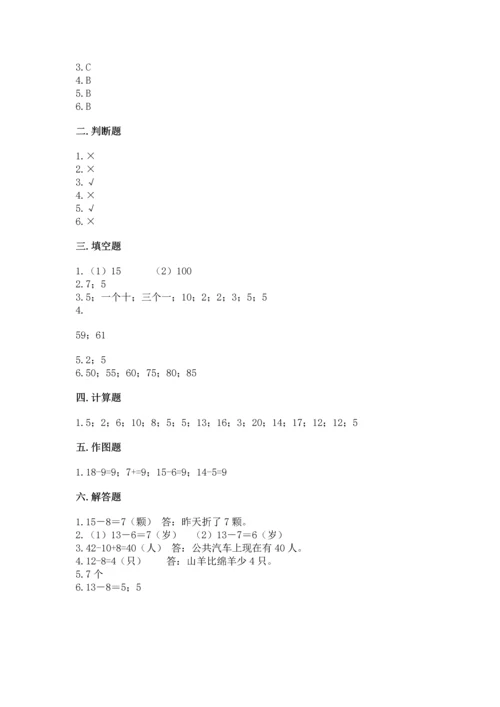 人教版一年级下册数学期末测试卷及完整答案（全优）.docx