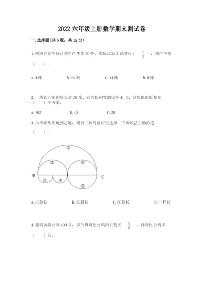 2022六年级上册数学期末测试卷【中心小学】.docx