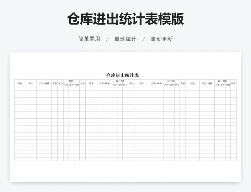仓库进出统计表模版