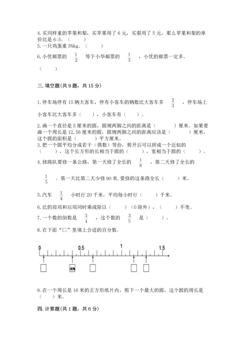 人教版六年级上册数学期末测试卷精品【达标题】.docx
