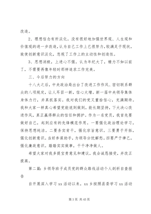 第一篇：局班子成员党的群众路线剖析自查报告.docx