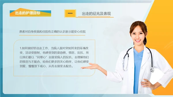 商务风格出走行为的防范与护理医务人员培训PPT