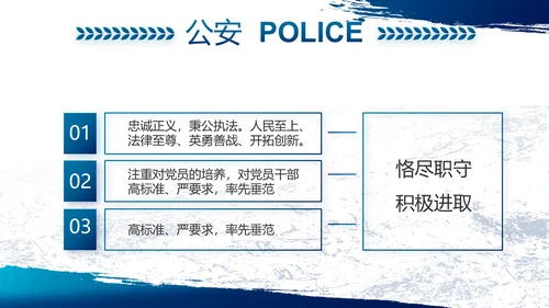 蓝色大气公安警察工作总结计划PPT