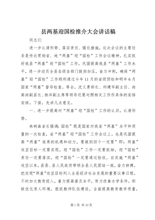县两基迎国检推介大会讲话稿.docx