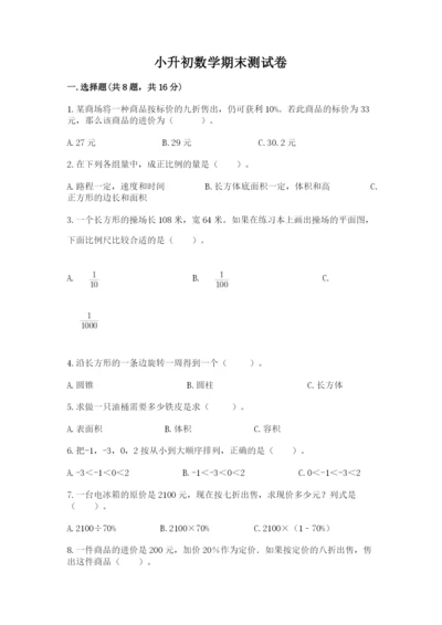 小升初数学期末测试卷及完整答案（名师系列）.docx