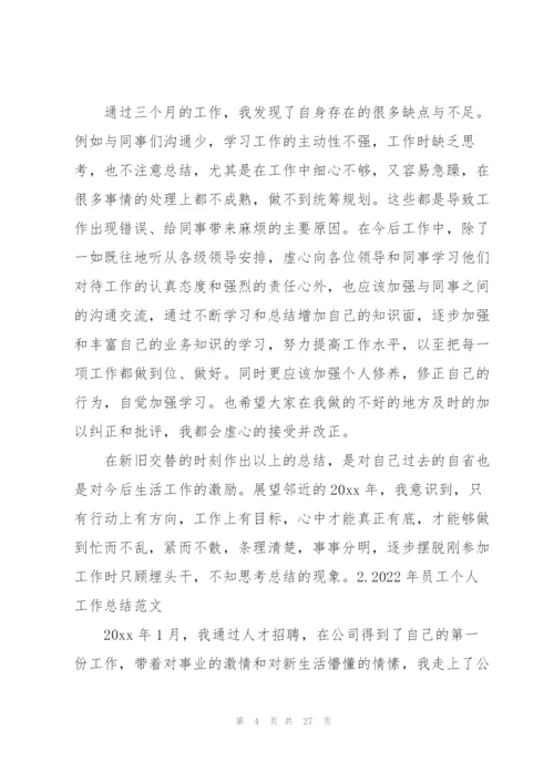 2022年员工个人工作总结范文10篇.docx