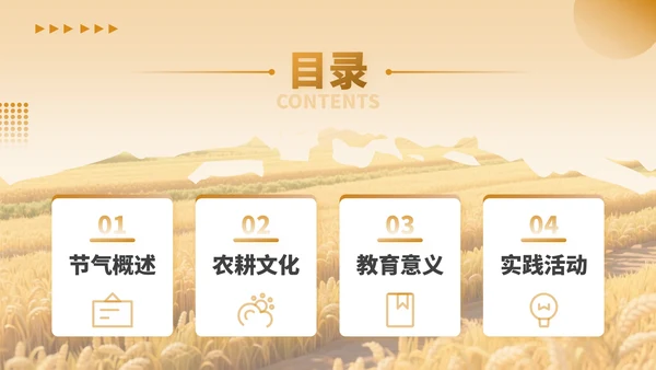 黄色3D卡通芒种节气课堂上的自然与农耕文化PPT模板