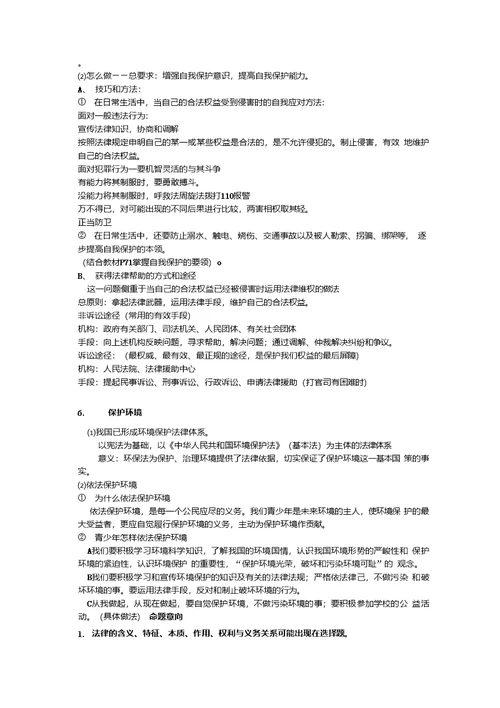 【鲁教版】思想品德中考复习第二轮复习资料法律部分