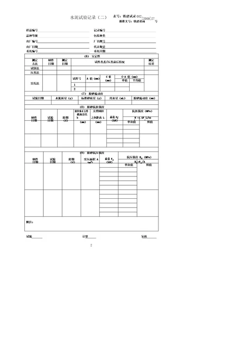 铁路工程试验记录表格