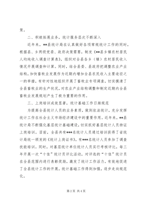 县统计局创建文明机关汇报材料 (6).docx