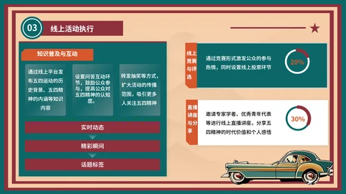 红绿色复古风五四精神宣传活动PPT模板