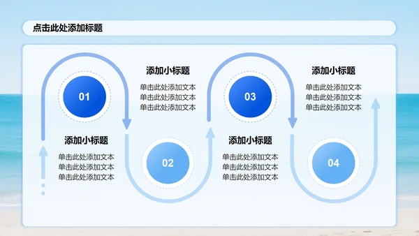 蓝色小清新风实景海边度假旅游攻略PPT模板