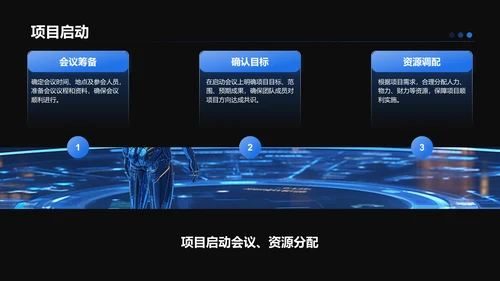 蓝色科技风项目总结汇报模板PPT模板