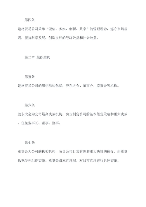 建材贸易公司管理章程