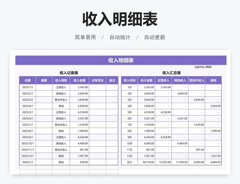 收入明细表