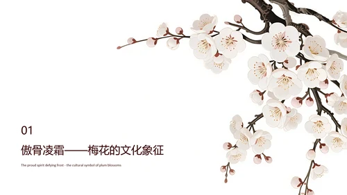 白色简约风梅花介绍PPT模板