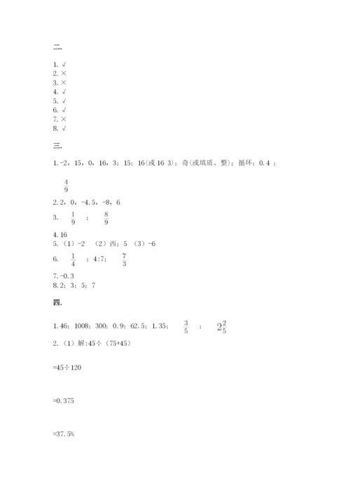 小学六年级下册数学摸底考试题【考点梳理】.docx