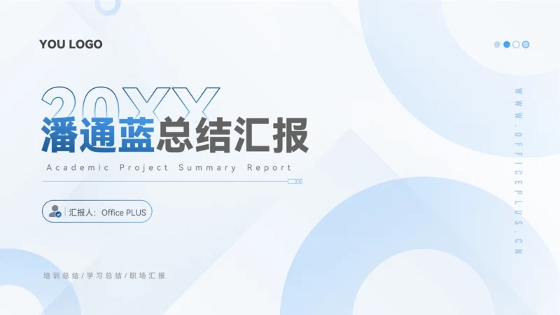 潘通蓝简约风通用学习总结培训总结PPT模板
