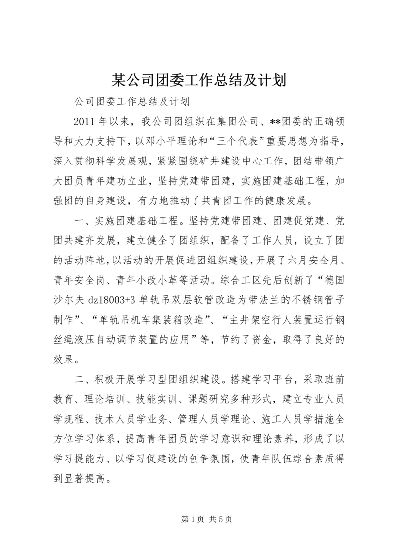 某公司团委工作总结及计划 (2).docx