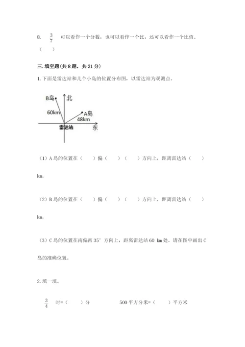 人教版数学六年级上册期末考试卷带答案（轻巧夺冠）.docx